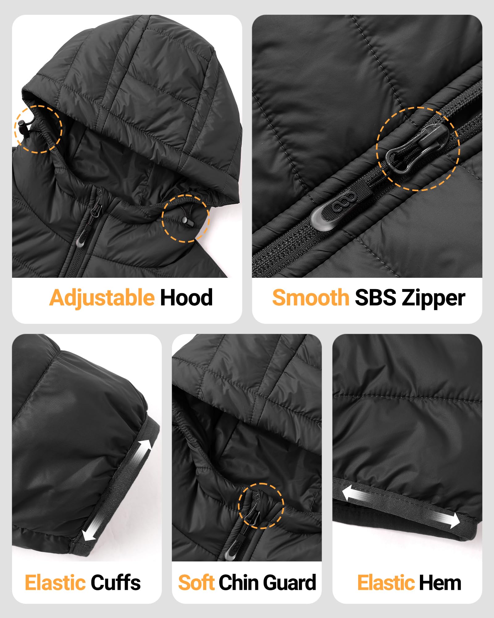 33,000ft Damen Leichte Steppjacke Packbare Übergangsjacke mit Kapuze für Frauen Gefüttert Warme Pufferjacke für Outdoor, Freizeit und Wandern
