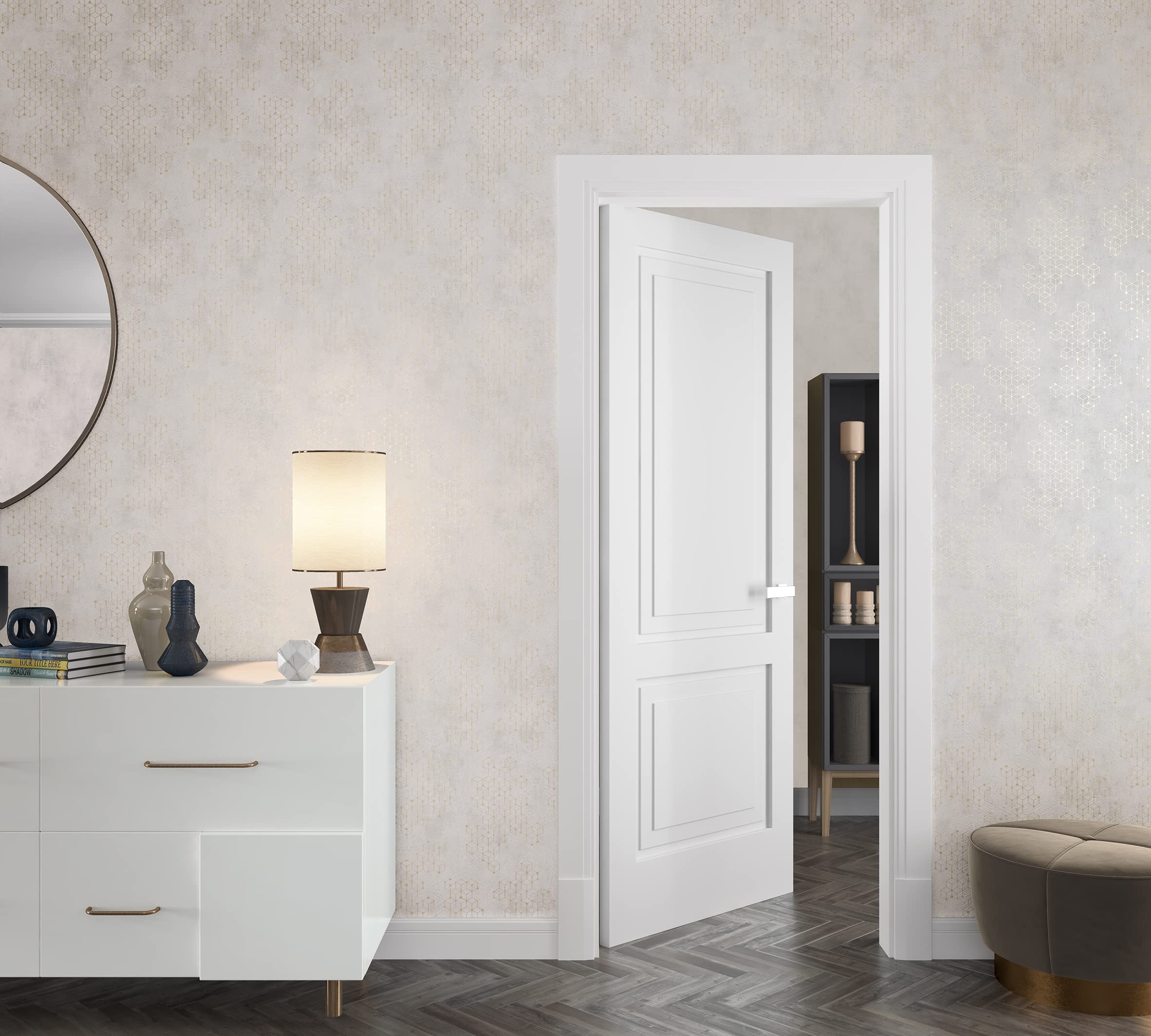 Papier Peint Blanc Imitation Béton Hailey Pour Salon, Chambre