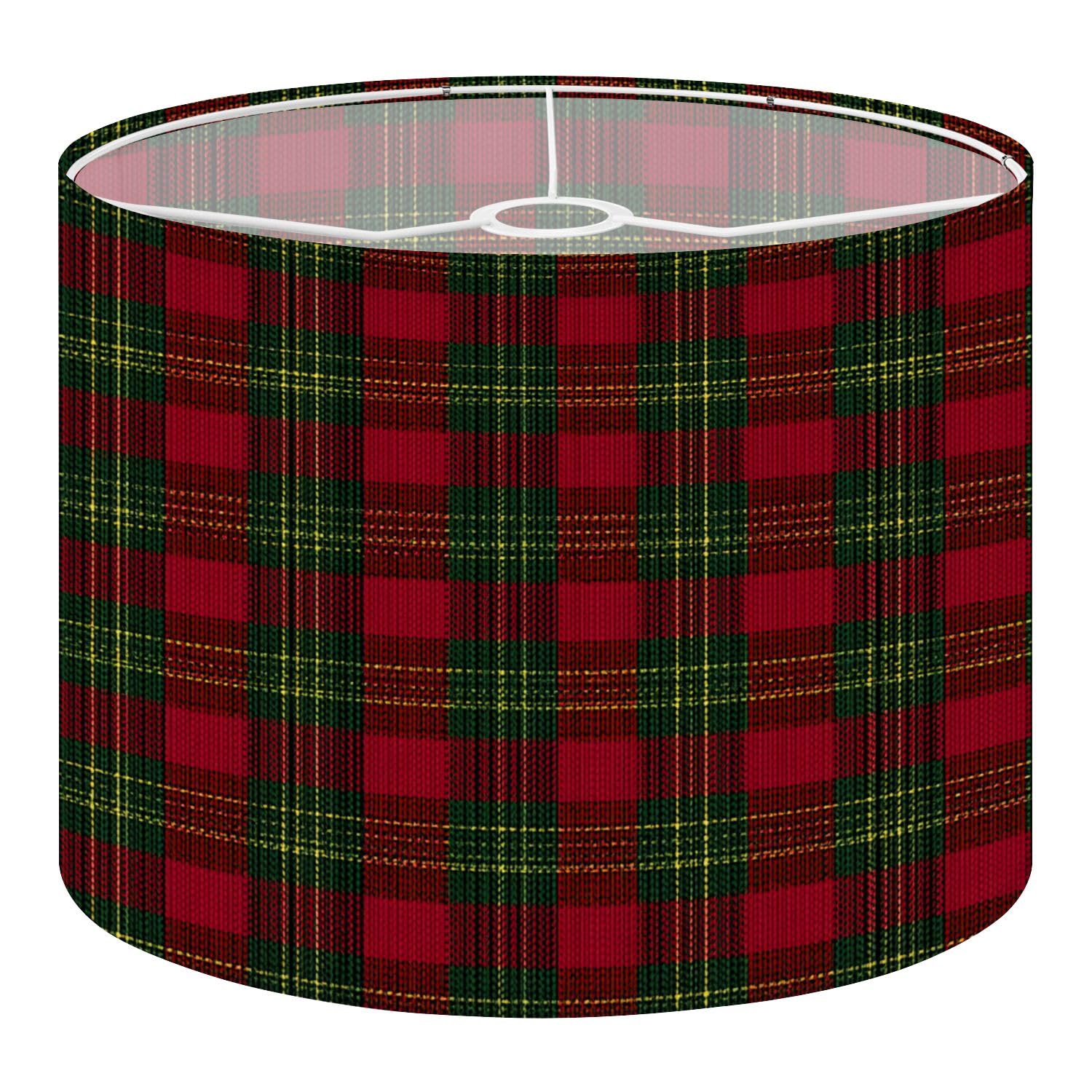 Drum Lamp Shade Large Lampshade Red Green Tartan Plaid Yellow Accents for Floor Lamps Table Lamps Pendant Light Linen Lampshades Replacement Bedside Light Shades