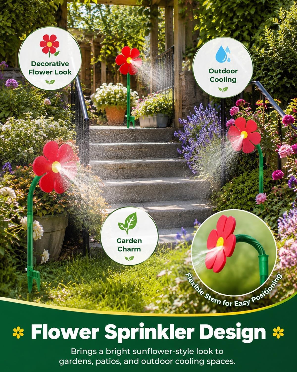 Irrigatore D'Acqua Gioco Girasole, Irrigatore Specifico Cani, Testina Rotante 360 Gradi Forma Fiore, Perfetta Irrigare Giardini Cortili Rinfrescare L'Ambiente Durante L'Estate (2pcs*Giallo)