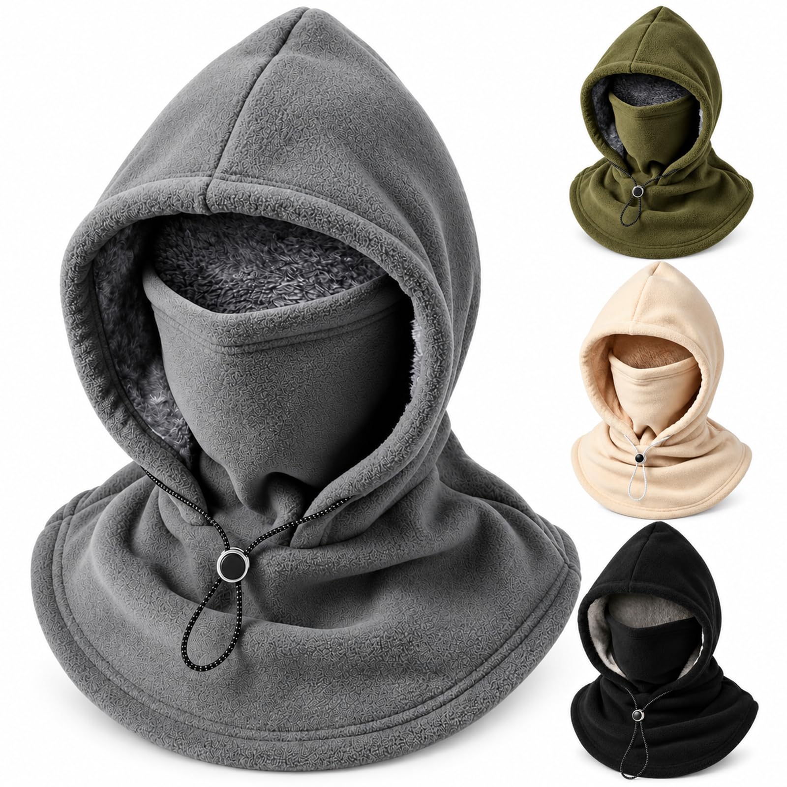 One-Piece Warm Mask Hat, 3 in One Winter Hood for Men and Women, Outdoor Cycling Windproo…