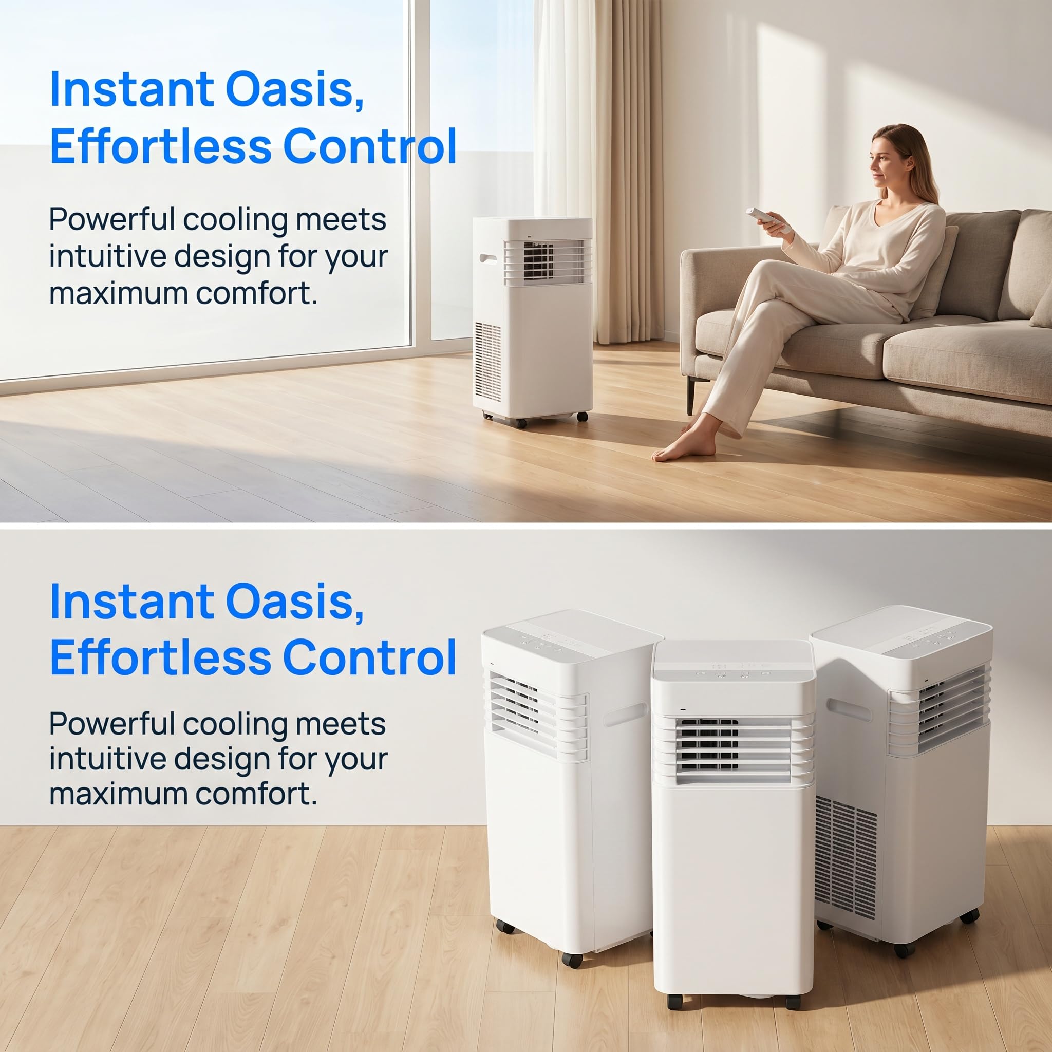 Aire acondicionado portátil de 14000 BTU con kit de instalación, eficiencia energética, 2 velocidades, temporizador de 24 horas, pantalla digital para habitaciones grandes y uso doméstico