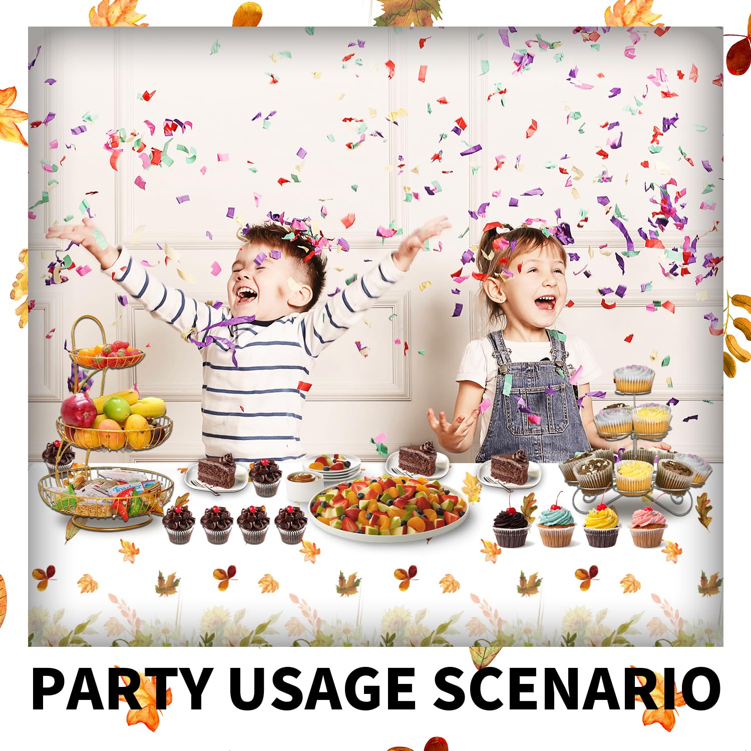 Thanksgiving Disposable Tablecloth - 108 X 54 Inch Plastic Waterproof Autumn Theme 9 thumbnail image