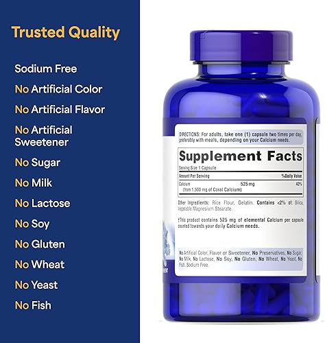 Miniatura 5 de Puritans Pride Triple Strength Coral Calcium 1500 mg-120 Cápsulas