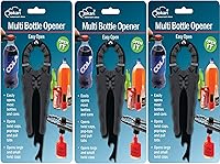 Jokari 3-Pack Multi Bottle Opener: Ergonomic Jar Lid, Can Tab, Twist Cap Gripper for Arthritis & Weak Hands