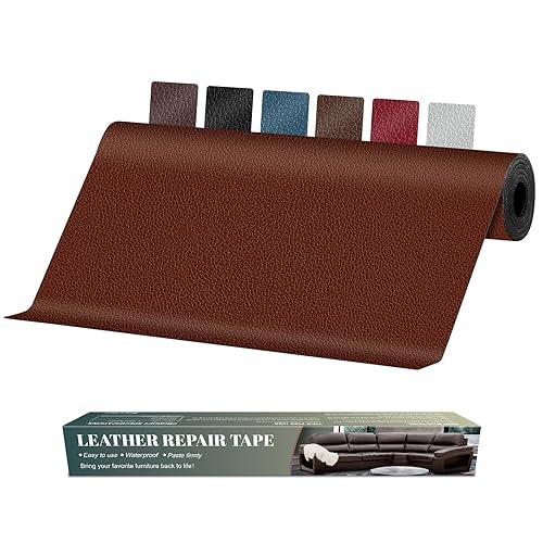 Kit de parches de reparación de cuero autoadhesivos, cinta de reparación de cuero de 17 x 79 pulgadas, cinta de parche de cuero grande para muebles,
