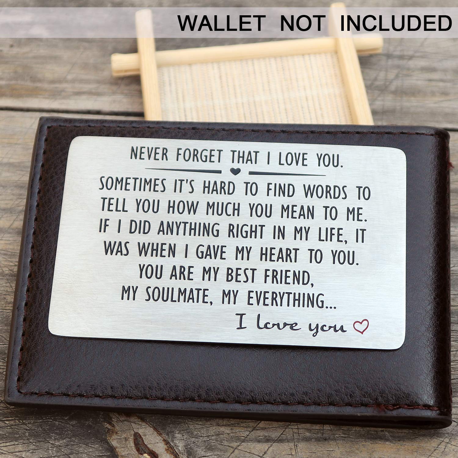 Engraved Wallet Card For Son, Husband, Boyfriend - Aluminum Love Note Card, Gift Insert For Wallet, Modern Design