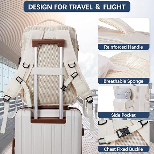 Miniatura 6 de BOSTANTEN Mochila de viaje para mujer, mochila de transporte aprobada por vuelo, mochila para laptop de 15.6 pulgadas, bolsa grande y ligera para