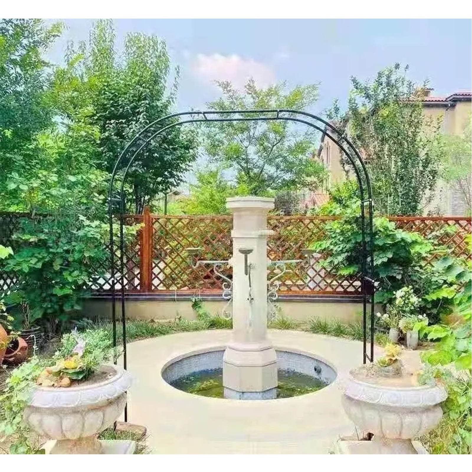 Metalowy łuk ogrodowy do roślin pnących, 240 x 220 cm, kratka na róże, do użytku wewnątrz i na zewnątrz, dekoracja ślubna i imprezowa, trwała konstrukcja stalowa, eleganckie czarne wykończenie
