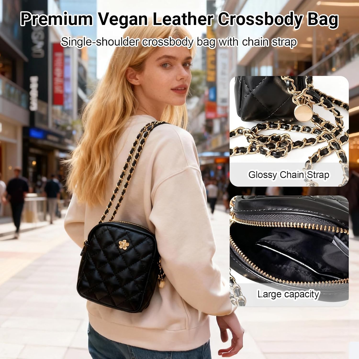 OUCHLOVE Mini Crossbody Bag for Women, Lightweight Cell Phone Shoulder Bag, Wallet Card Coin Purse,mini bag with strap