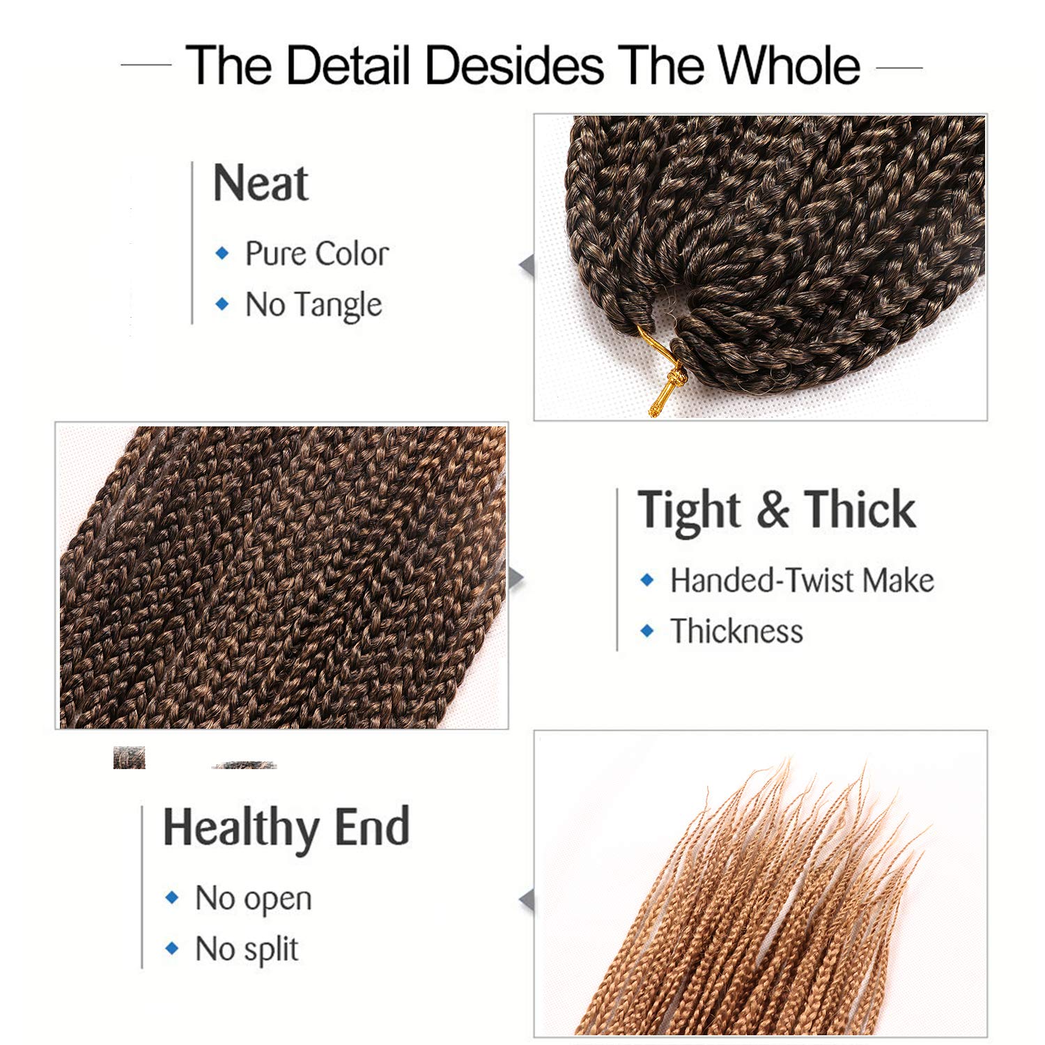 Caja de 7 paquetes de extensiones de pelo sintético Kanekalon, trenzas de crochet, trenzas, pelo sintético para trenzar (66 cm)