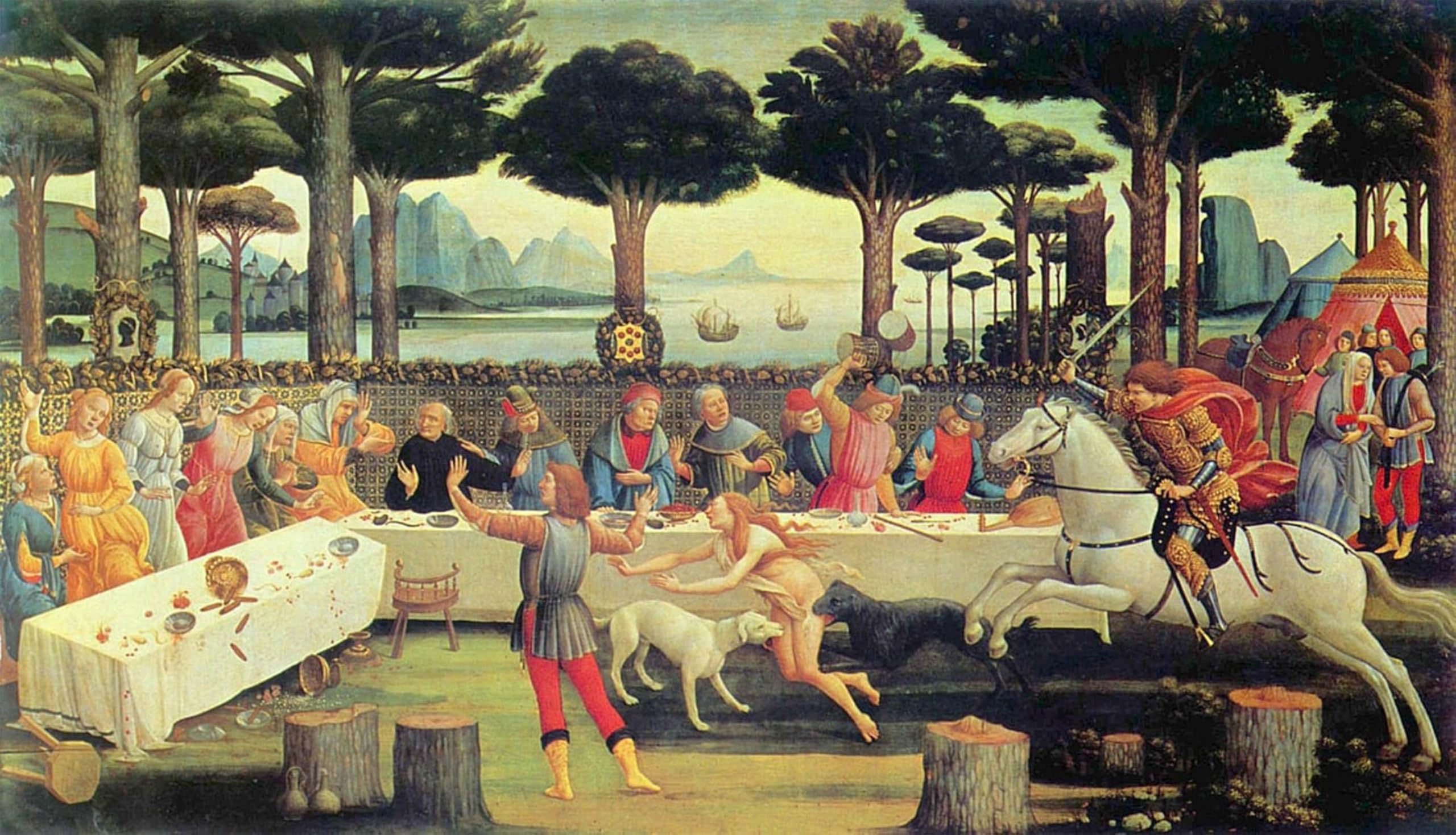 SERENDIPITP Aesthetic Poster Photo Wall Print Retro Picture The banquet in the pine forest by Sandro Botticelli Modern Wall Artwork for Home Decor 60x90cm
