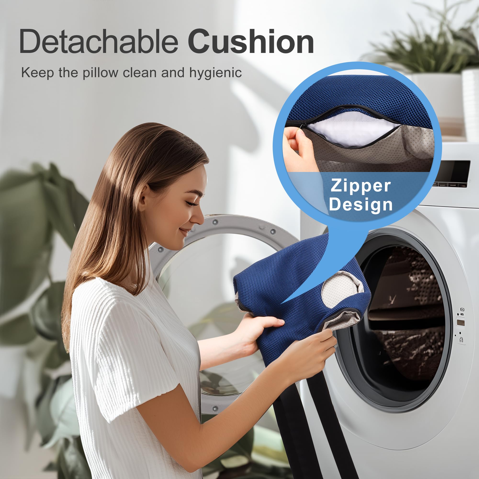 Cuscino a cuneo per sedia a rotelle con cinghie di sicurezza, cuscino antiscivolo per sedia a rotelle per alleviare la pressione, previene lo scivolamento in avanti, fornisce abduzione delle