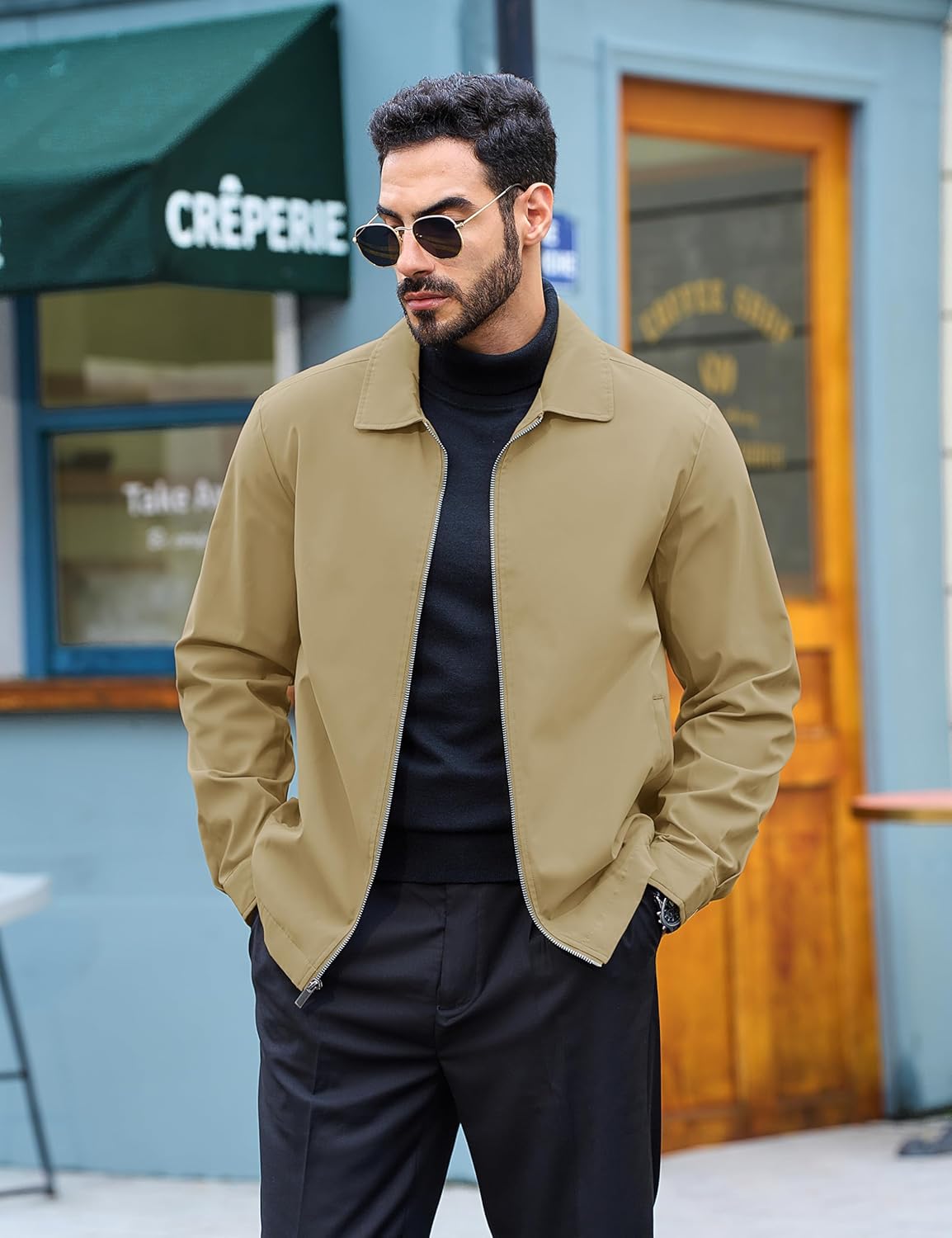 TACVASEN Mens Lightweight Windbreaker Full Zip Up Laydown Collar Jackets Light Casual Coat with Zip Pockets - Image 5