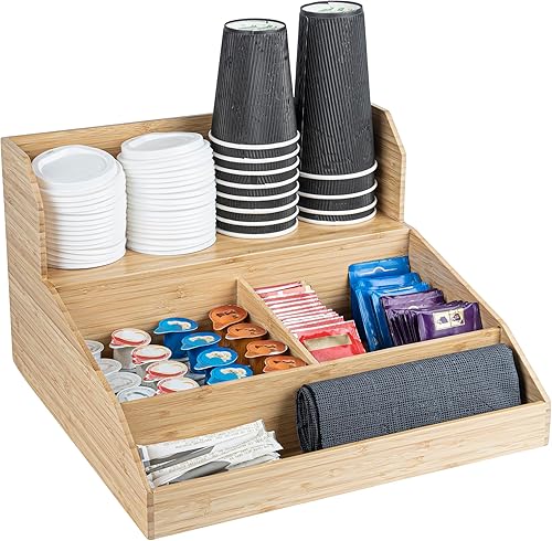 Restaurantware - Organizador de condimentos de café de 15 x 14.25 x 9.25 pulgadas, 1 organizador de estación de té de encimera, 3 estantes,