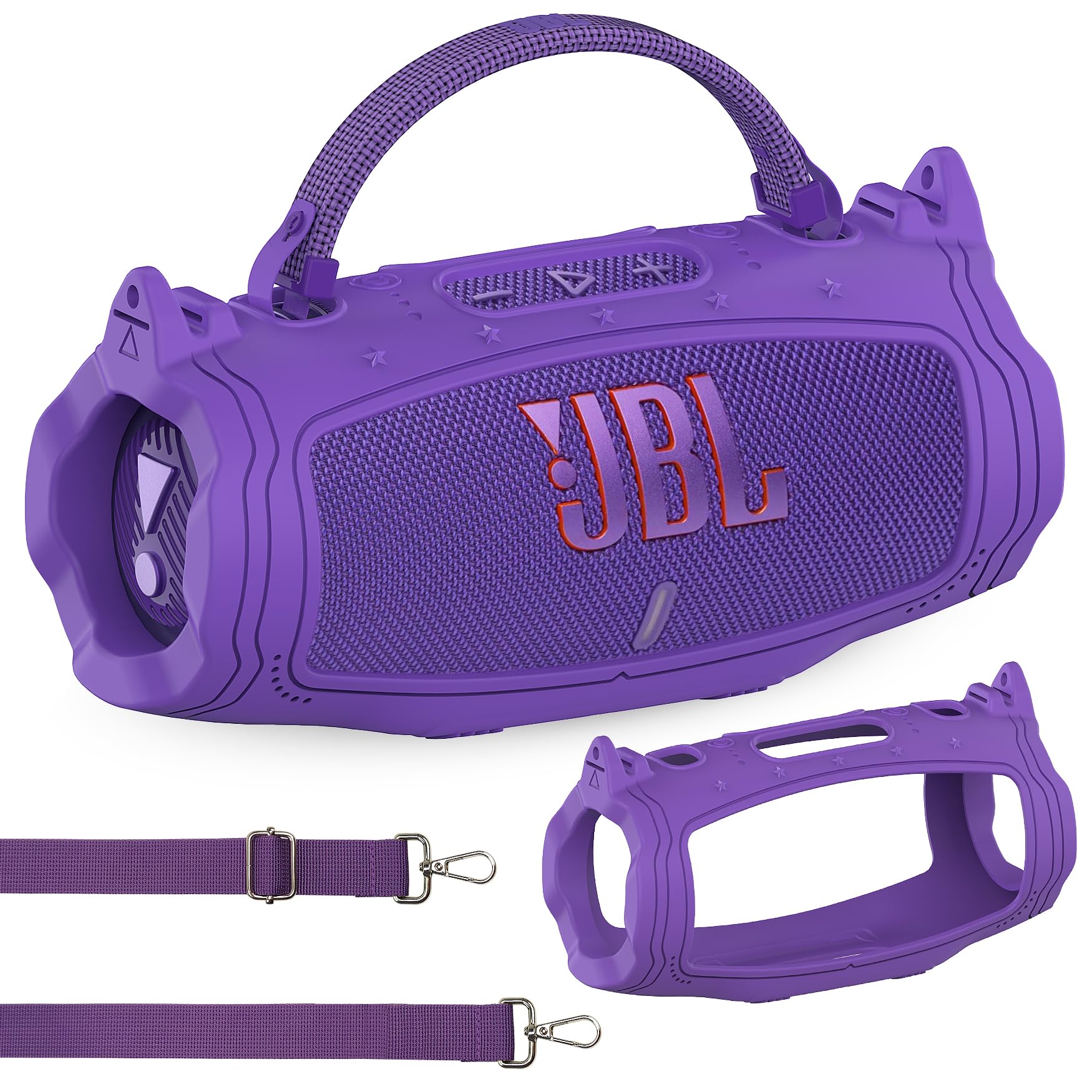 JCHPINE Silicone Case for JBL Charge 6 Portable Speaker, Protective Cover for JBL Charge 6 Pro AI Sound Speaker Accessories (Purple Case)