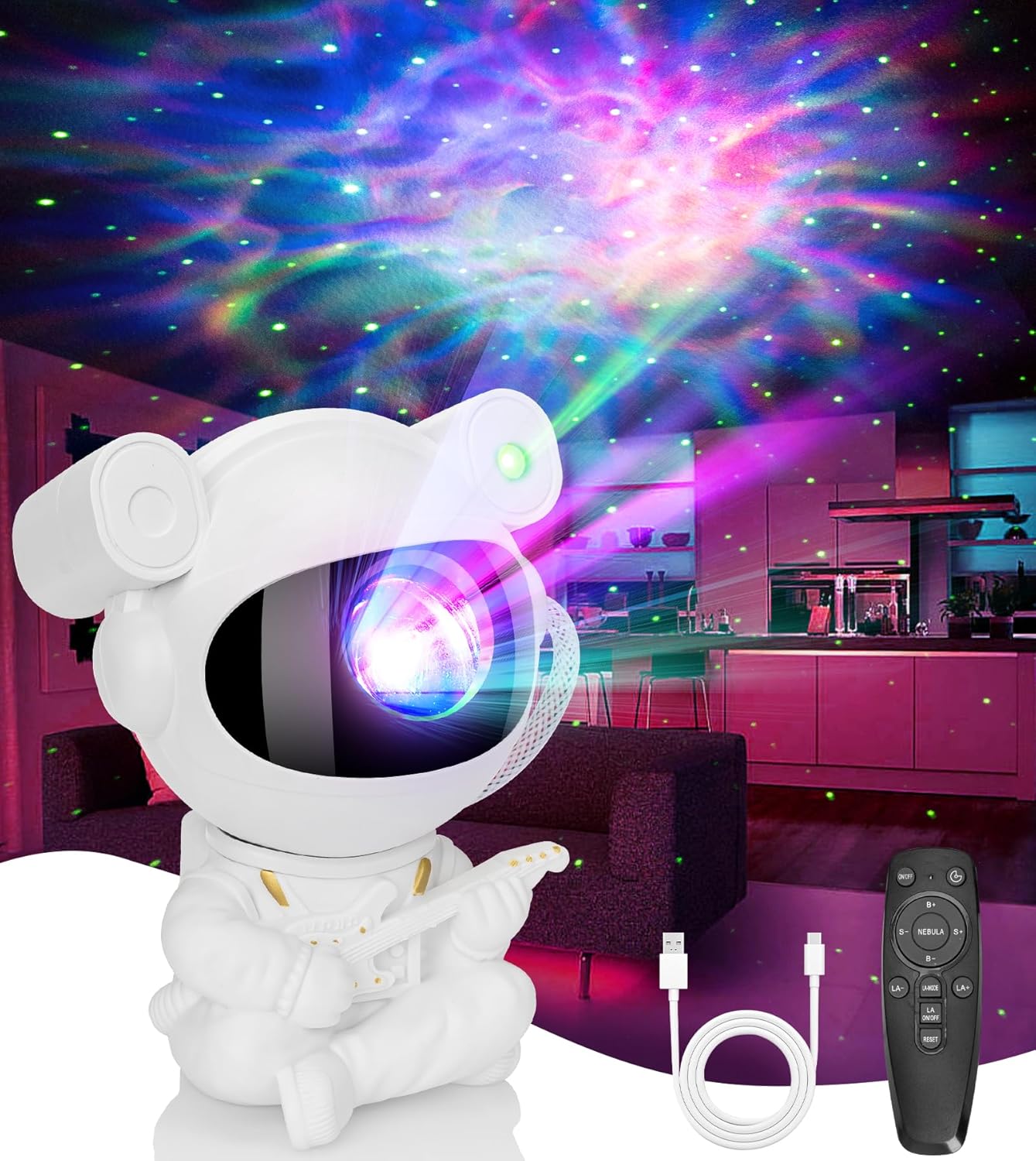 Astronaut Galaxy Projector, Star Projector Night Light with Timer, Remote Control 360°Adjustable Starry Night Light, Spaceman Light for Bedroom Kids Adults Room Decor