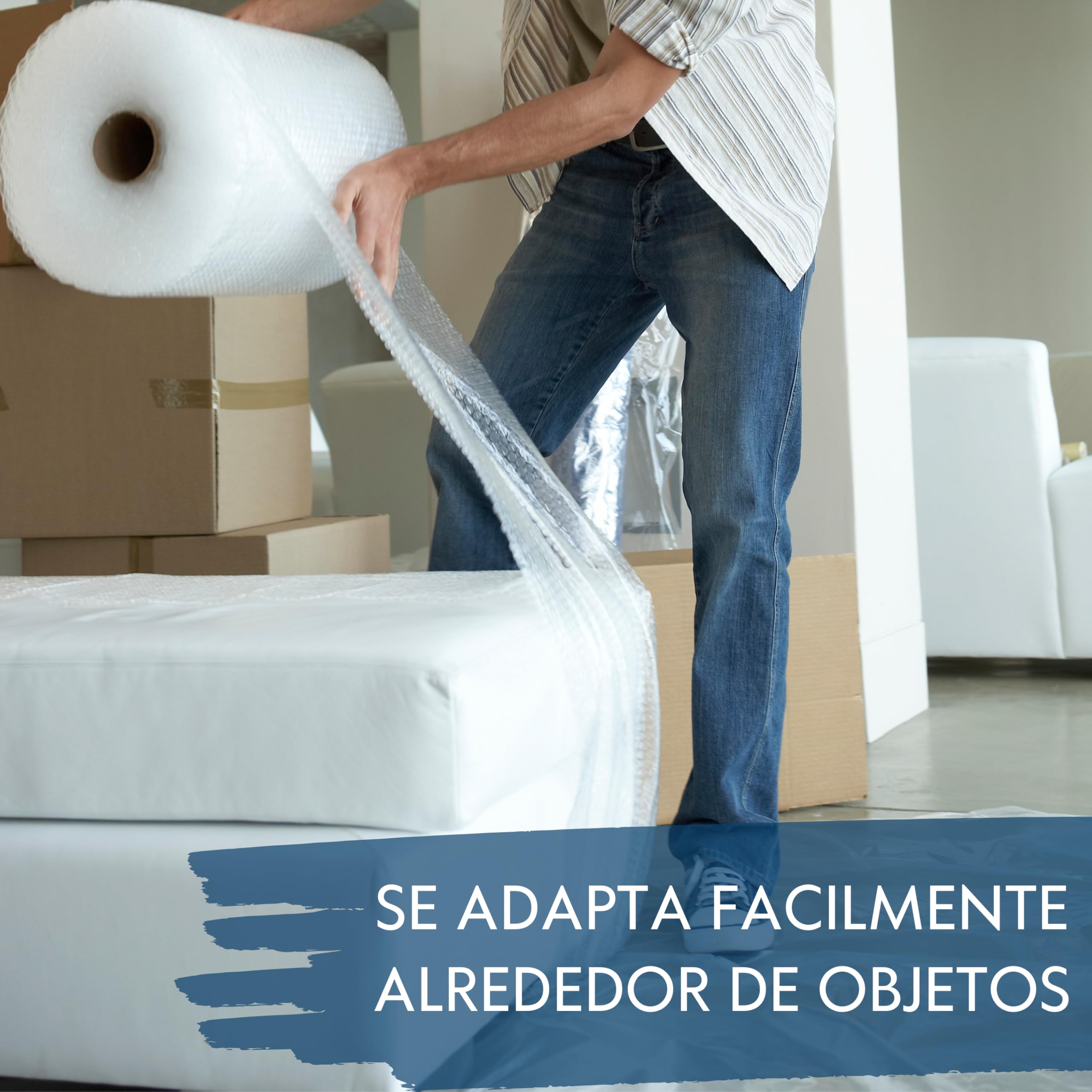 SANJOMA Bobina de Papel Burbuja para Embalaje | Plástico de Burbujas Protector para Envíos, Mudanzas y Almacenaje | Rollo de Burbuja Antigolpes y Antirrayas, Fácil de Usar (100 cm x 100 m)