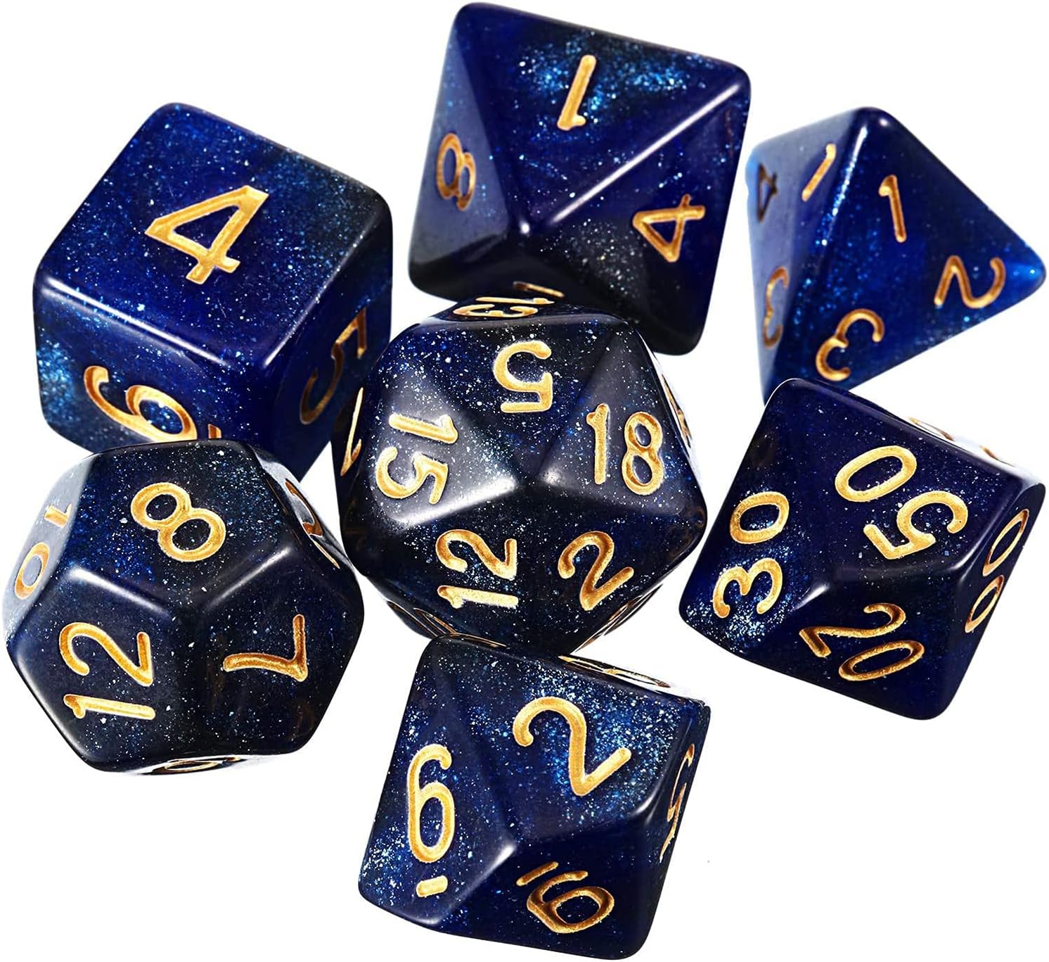 7-Die Polyhedral Dice Compatible with DND Dice Set Dungeons and Dragons with Black Pouch