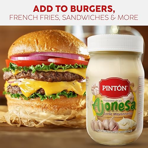 Miniatura 9 de Pinton 's - Mayonesa de ajo, ajo fresco y clara de huevo, ideal para ensaladas, sándwiches y subs, aderezo Ajonesa, 14 onzas, paquete de 2