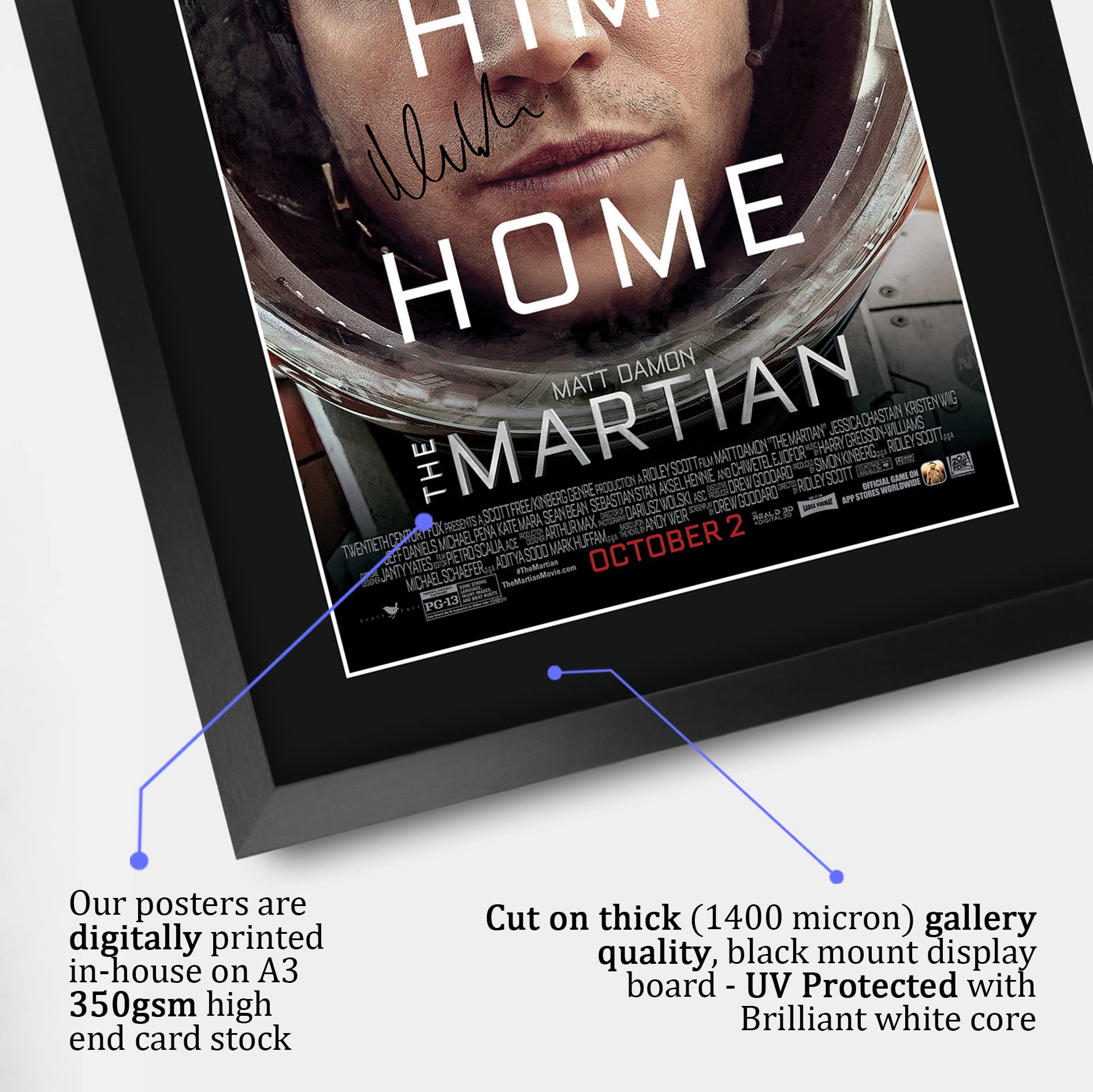 HWC Trading FR A3 The Martian Matt Damon Gifts Printed Poster Signed Autograph Picture for Movie Memorabilia Fans - Image 4