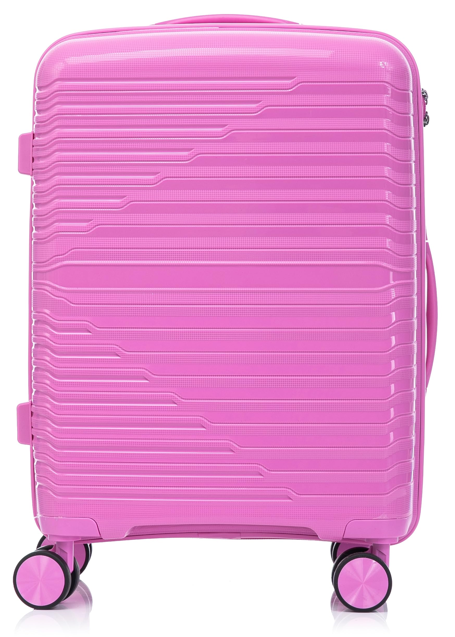 R.Leone Valigia da 1 Fino a Set 3 Bagaglio a mano 55x40x20 Ryanair, Medio, Grande Ultra Strong Antiurto Trolley leggero 8 ruote Polipropilene 6080 (Fucsia, M Valigia Media)