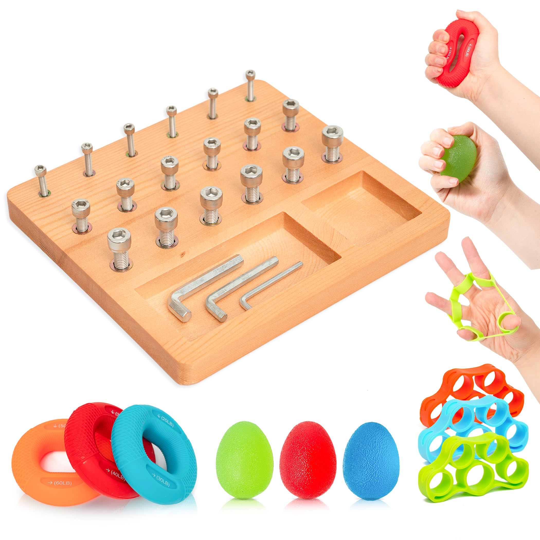 DICYWUDI Wooden Pegboard for Finger Dexterity, Finger Strength Trainer for Hand Grip Strengthener Targeted Strength, Relief & Recovery– for Men, Women, and Seniors — Amazon image 8