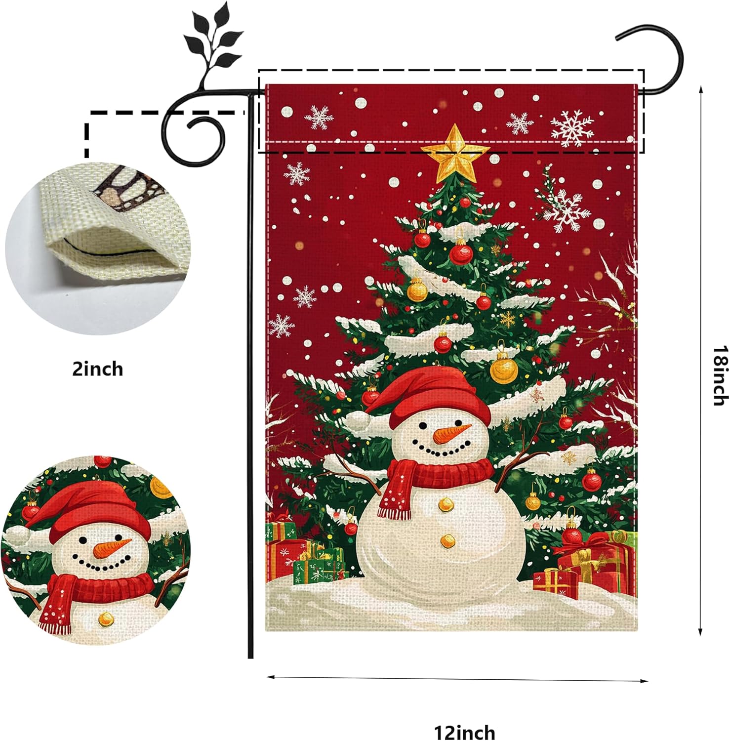 Winter Snowman Snowflake Garden Flag for Outside Christmas Tree Welcome Yard Flag 12x18 Inch Double Sided Burlap Holiday Farmhouse Outdoor Flag Home Decoration - Image 8
