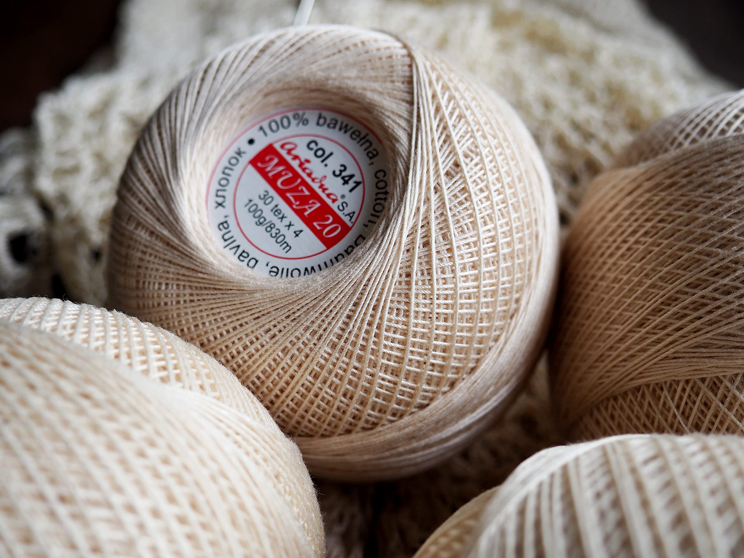 Cotton Crochet Thread Size 20, Fine Yarn (908yd / 830m), Luxurious Feel Crochet and Knitting (3.52oz / 100g) Beige (341) - Image 2