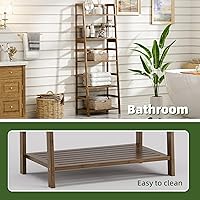 Vista 8 de Estante de escalera, estantería de 5 niveles, estantería resistente de bambú, estante de almacenamiento de madera abierta independiente, soporte