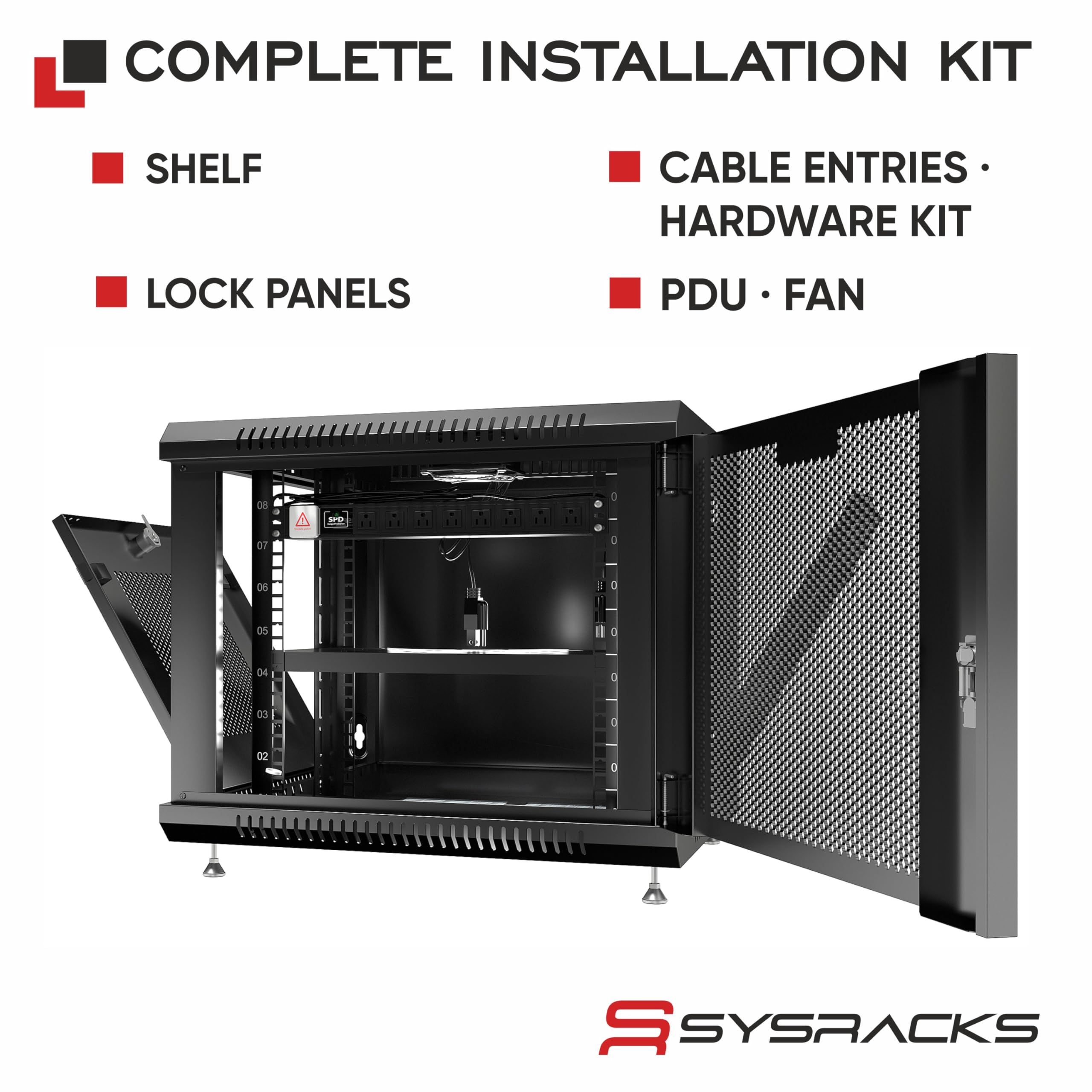 IT Cabinet For Audio Video Equipment 12U Wall Mount Server Rack ...