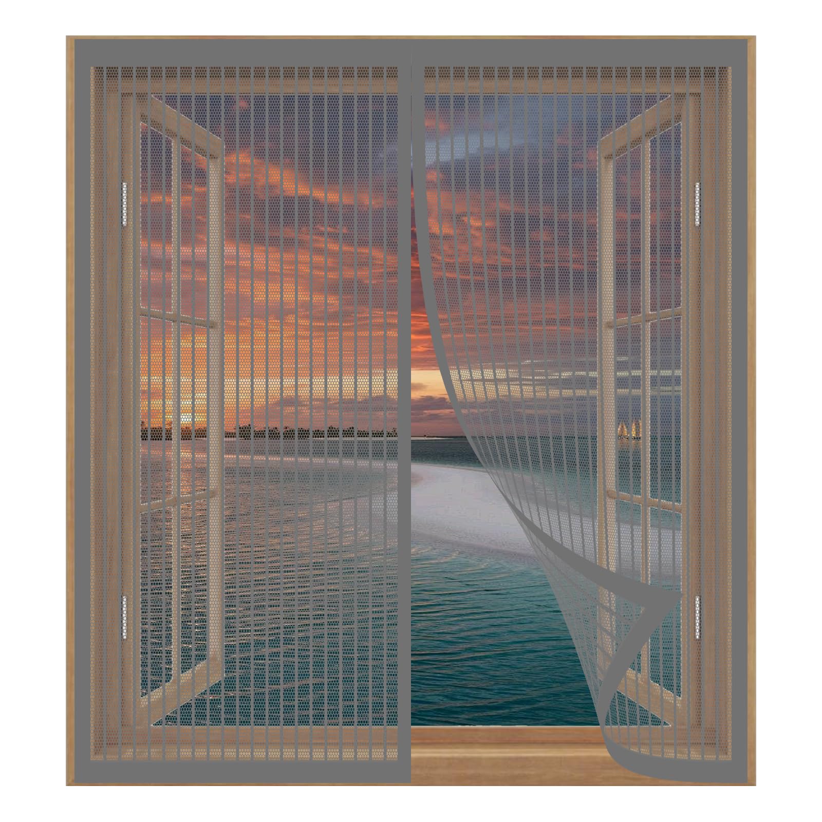 Fly Screens for Windows that Open Inwards 107 x 123 cm Easy Installation No Drilling Or Screwing Anti Mosquito Fly Curtain for Windows Nets to Keep Bugs Out, Grey