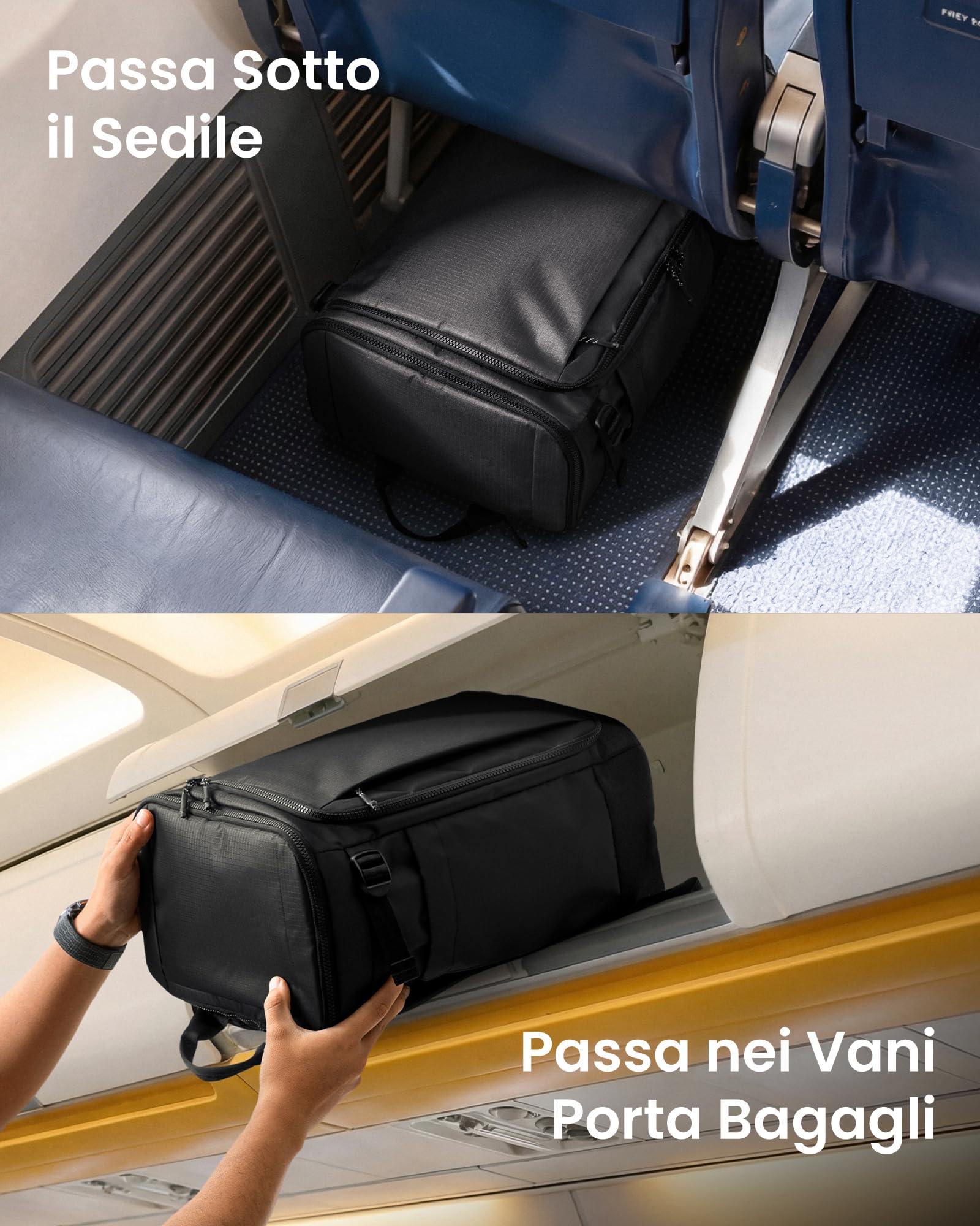 tomtoc Zaino Ryanair 40x30x20, Zaino da Viaggio Espandibile 23-28L, Bagaglio a Mano Ryanair, Zaini Ryanair 40x20x25 Easyjet 45x36x20, Zaino Trekking Uomo Donna, Zaini Casual Weekender, Ripstop Nero