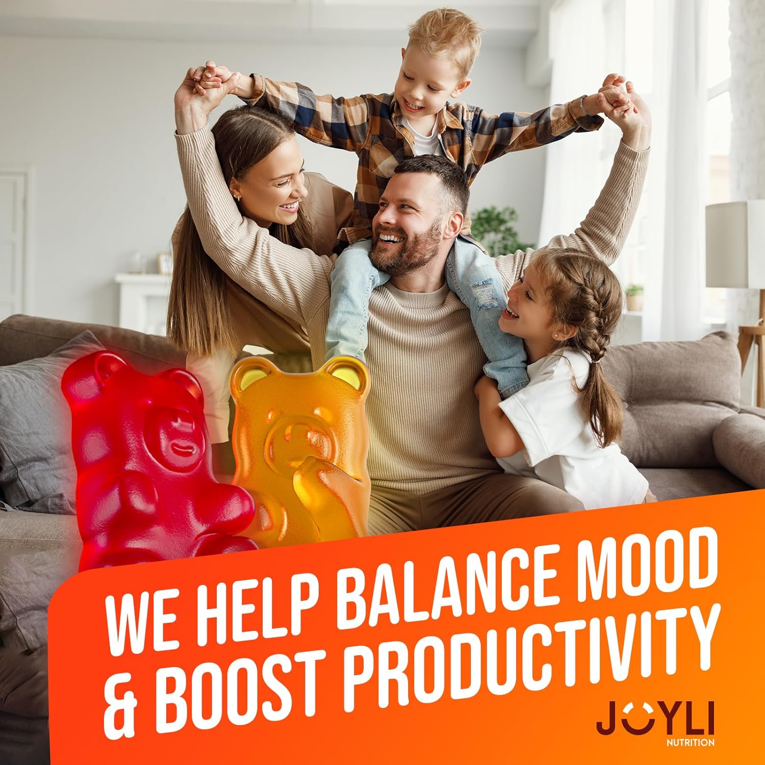 Joyli L-Tyrosine + Ashwagandha Gummies – Focus, Memory & Mental Clarity Support – Vegan Formula with Vitamin C & Zinc – 2 Pack for Adults & Kids