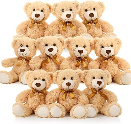 MaoGoLan Oso de peluche a granel para baby shower, paquete de 10 pequeños osos de peluche a granel, osos de peluche pequeños de 13.5 pulgadas para