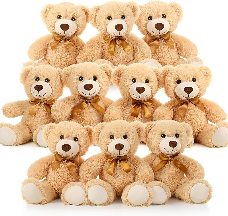 Bulk Teddy Bear Baby Shower, 10 Packs Small Teddy Bear Stuffed Animals in Bulk,13.5" Small Stuffed Bears Plush for Wedding,Birthday,Christmas, Party Decorations | Small teddy bear stuffed animals make sweet favors for baby showers,weddings, birthdays, Christmas, classrooms, and events