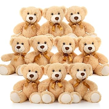 Teddy Bear Plush Small Brown Bluk Stuffed Animals Toys for Kids Teens Girls Valentines Bear Baby Shower Decorations 10 Packs