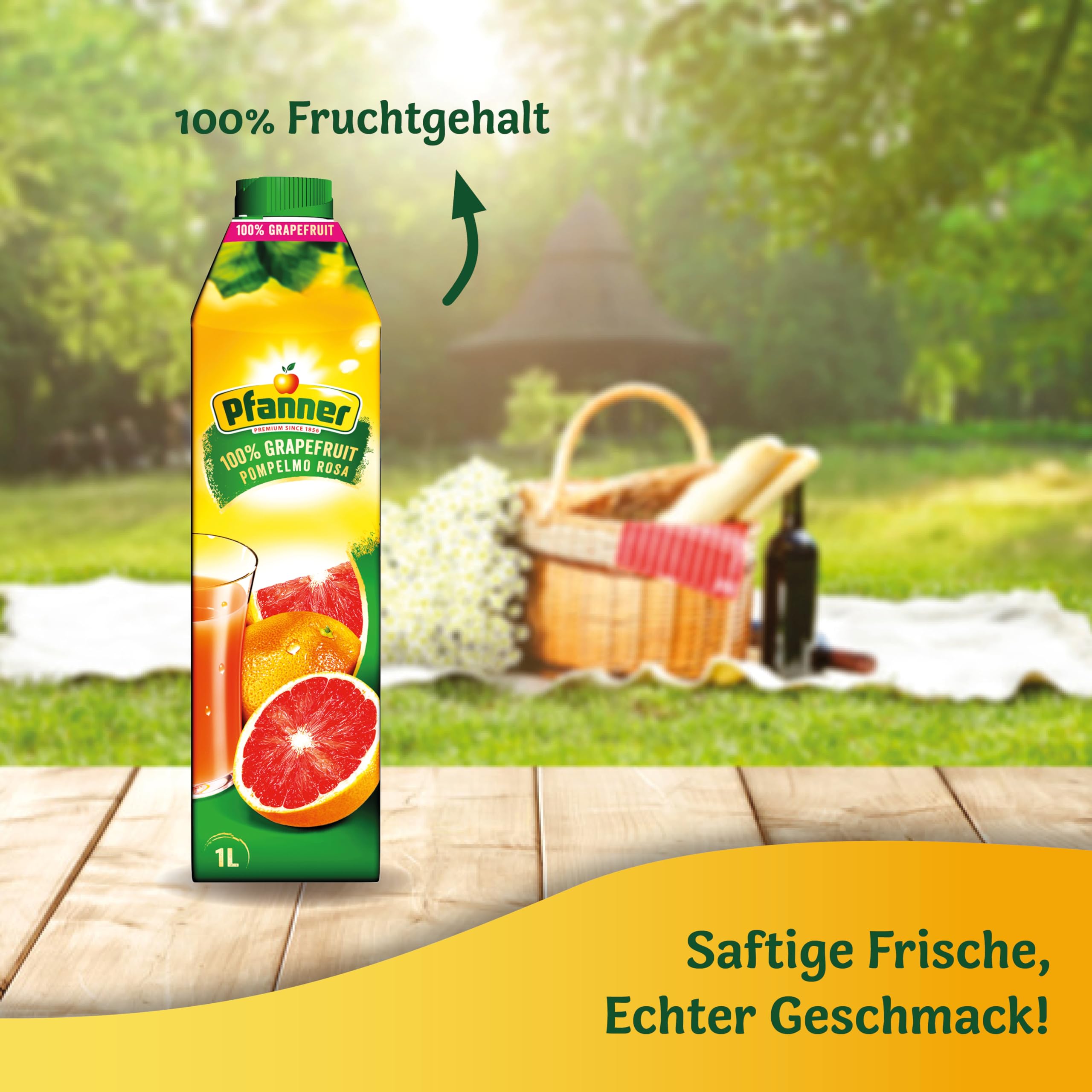 Pfanner 100% Pink Grapefruitsaft (8 x 1 l) – Saft zum Frühstücken aus Grapefruit – Fruchtsaft ohne Zuckerzusatz