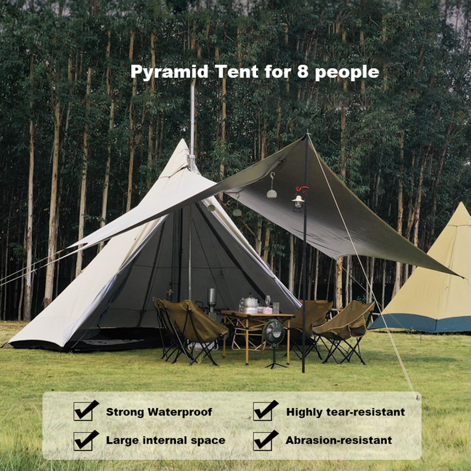 Namiot Gorący, Namiot Zimowy, Tipi,Namiot kempingowy 6-8 osobowy Tipi Hot Tent 4 sezony wodoodporny anty-UV wiatroszczelny namiot rodzinny namiot kempingowy na