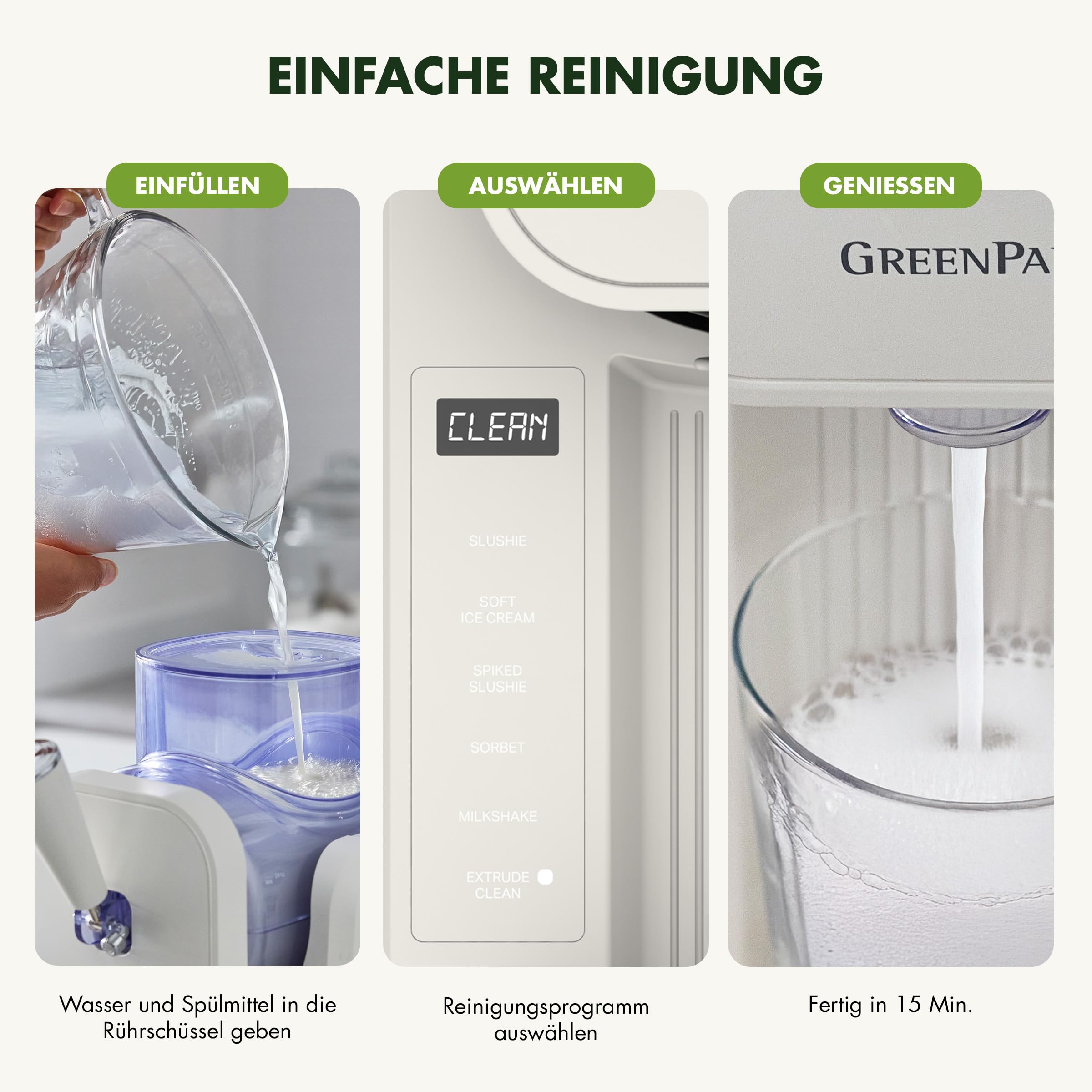 GreenPan Frost Eismaschine & Slushie-Maschine, Softeis, Sorbet, Margaritas, Milchshakes, Gefrorener Joghurt, Kein Vorfrieren, Fertig in 15 Minuten, 6 Modi,7 Texturen,Selbstreinigend,Familiengröße,Weiß