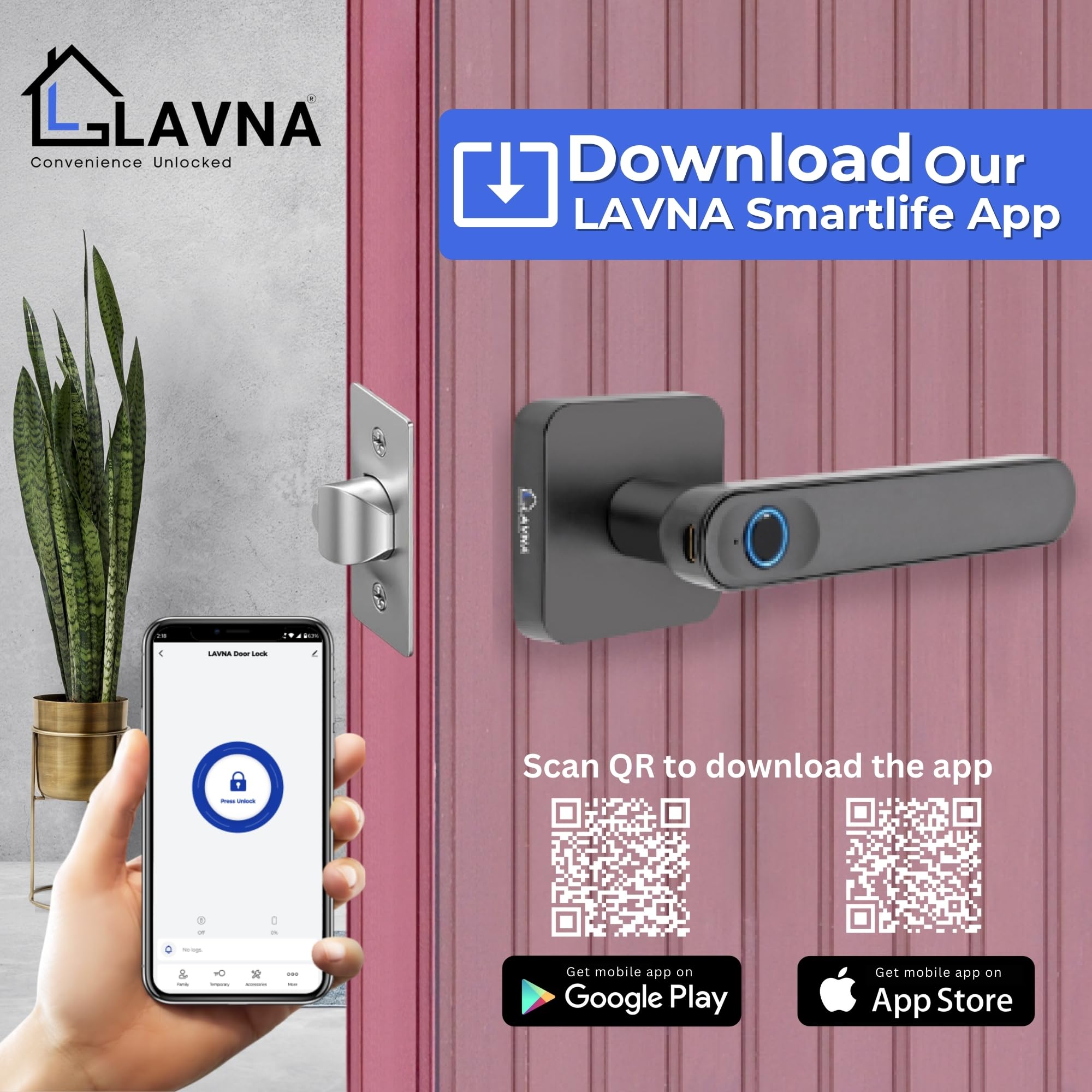 LAVNA Smart Door Lock - Fingerprint, App & Key -6