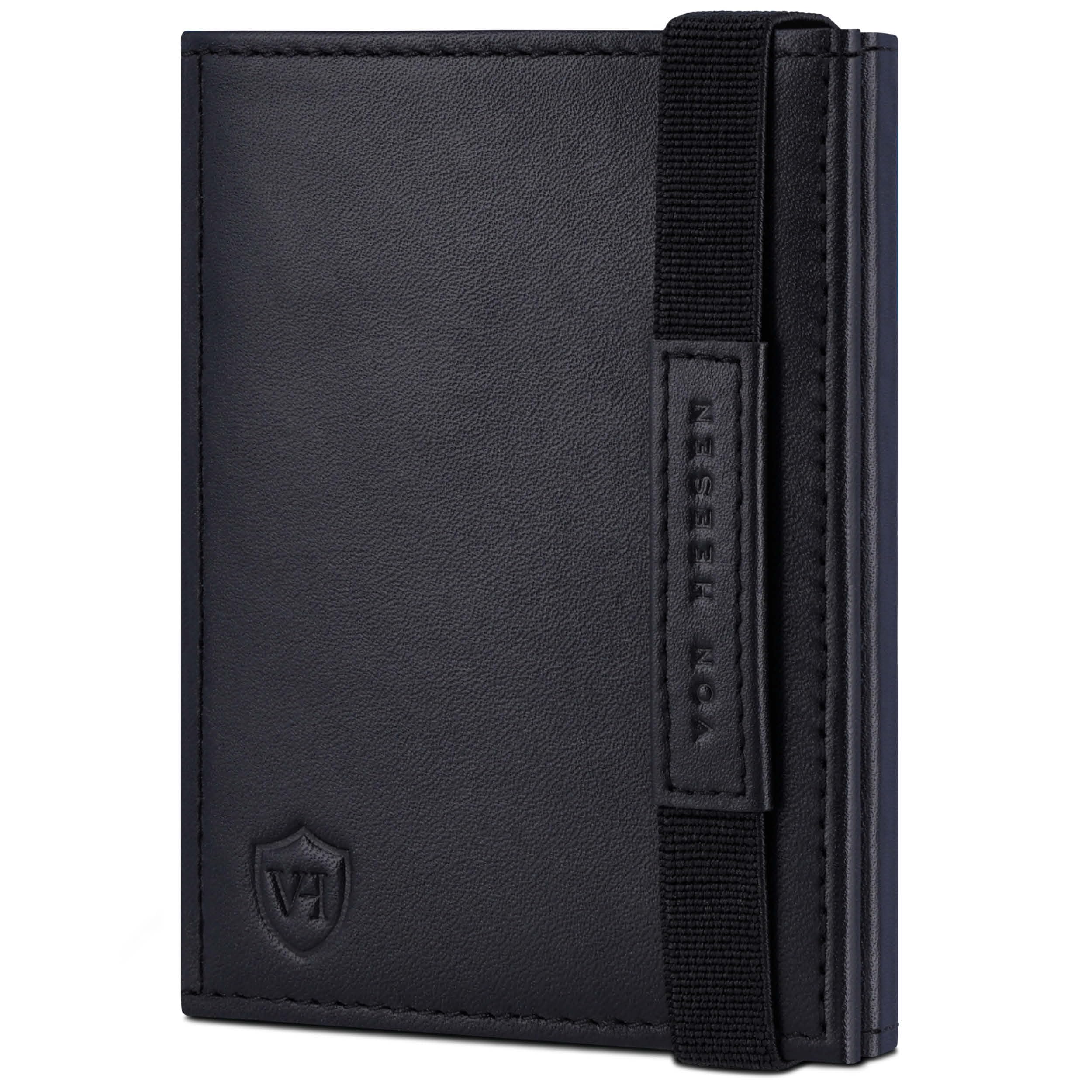 VON HEESEN Slim Wallet mit RFID Schutz - Geldbörse Herren klein - Mini Geldbeutel Damen Portmonee - Kartenetui Echtleder Karten Portemonnaie - Leder Kreditkartenetui