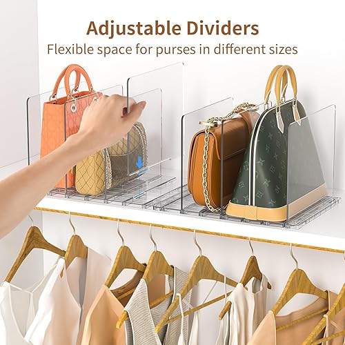 Miniatura 2 de GoMaihe Organizador de Bolsos y Monederos para Armario Estante de Almacenamiento Ajustable y Transparente para Bolsos - Separadores de Pochette de