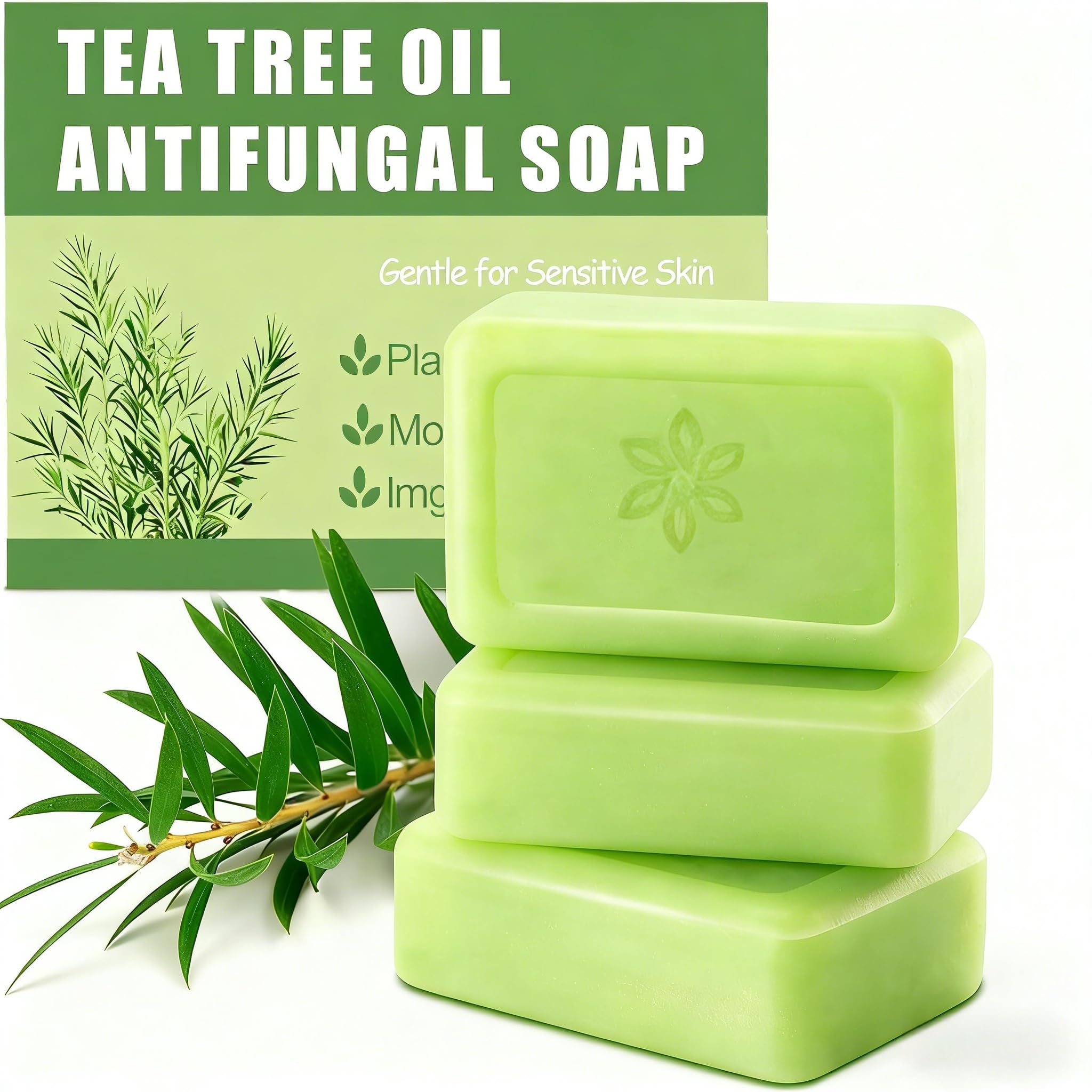Tea Tree Soap, Relief Soap Bar Infused with Tea Tree Oil, Natural Foot & Body Soaps for Healthy Skin,Relief Soap Bar Infused with Tea Tree Oil,Gentle
