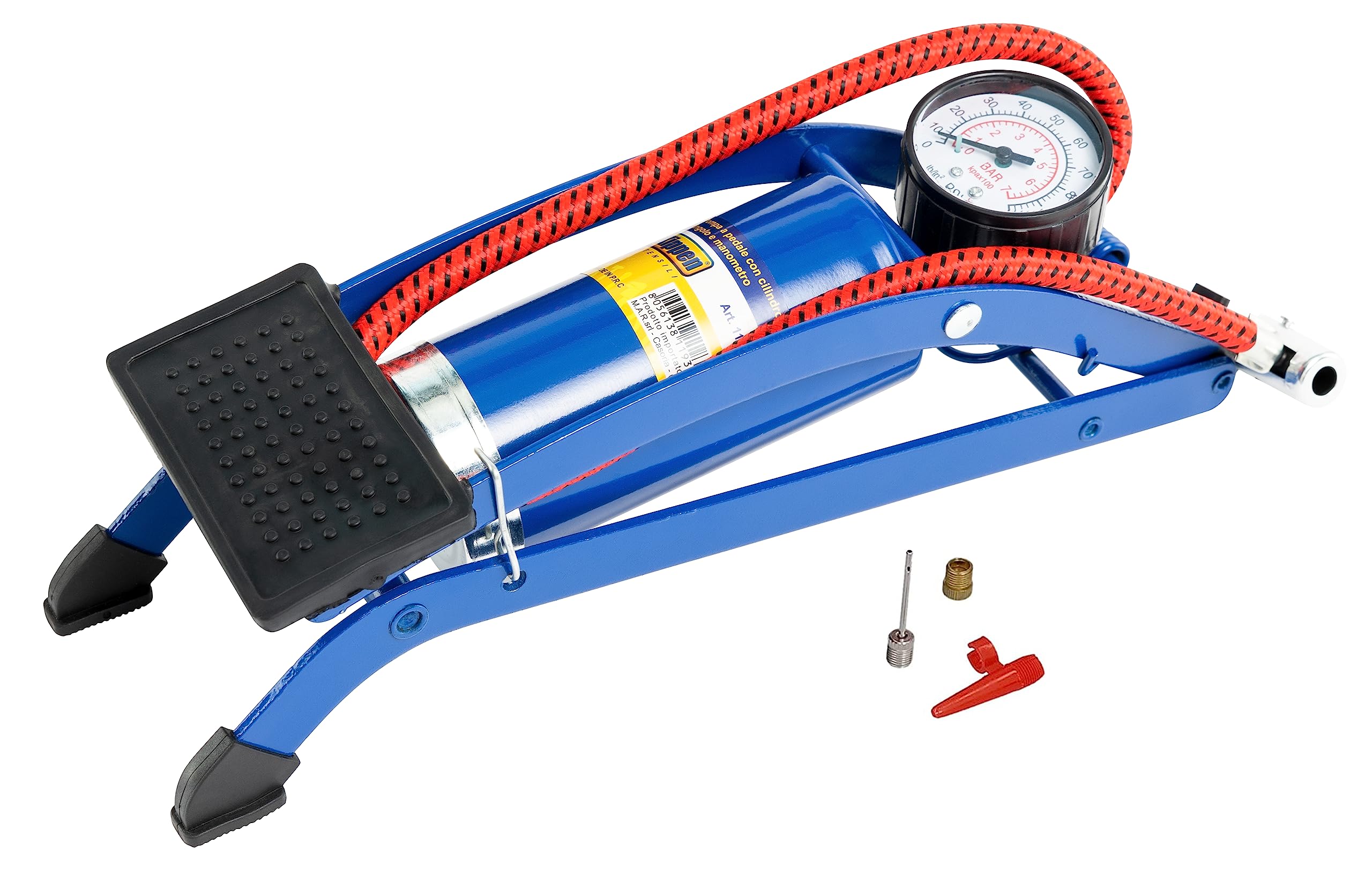 Pompa A Pedale Kippen 1194X - Con Manometro Per Pneumatici E Canotti