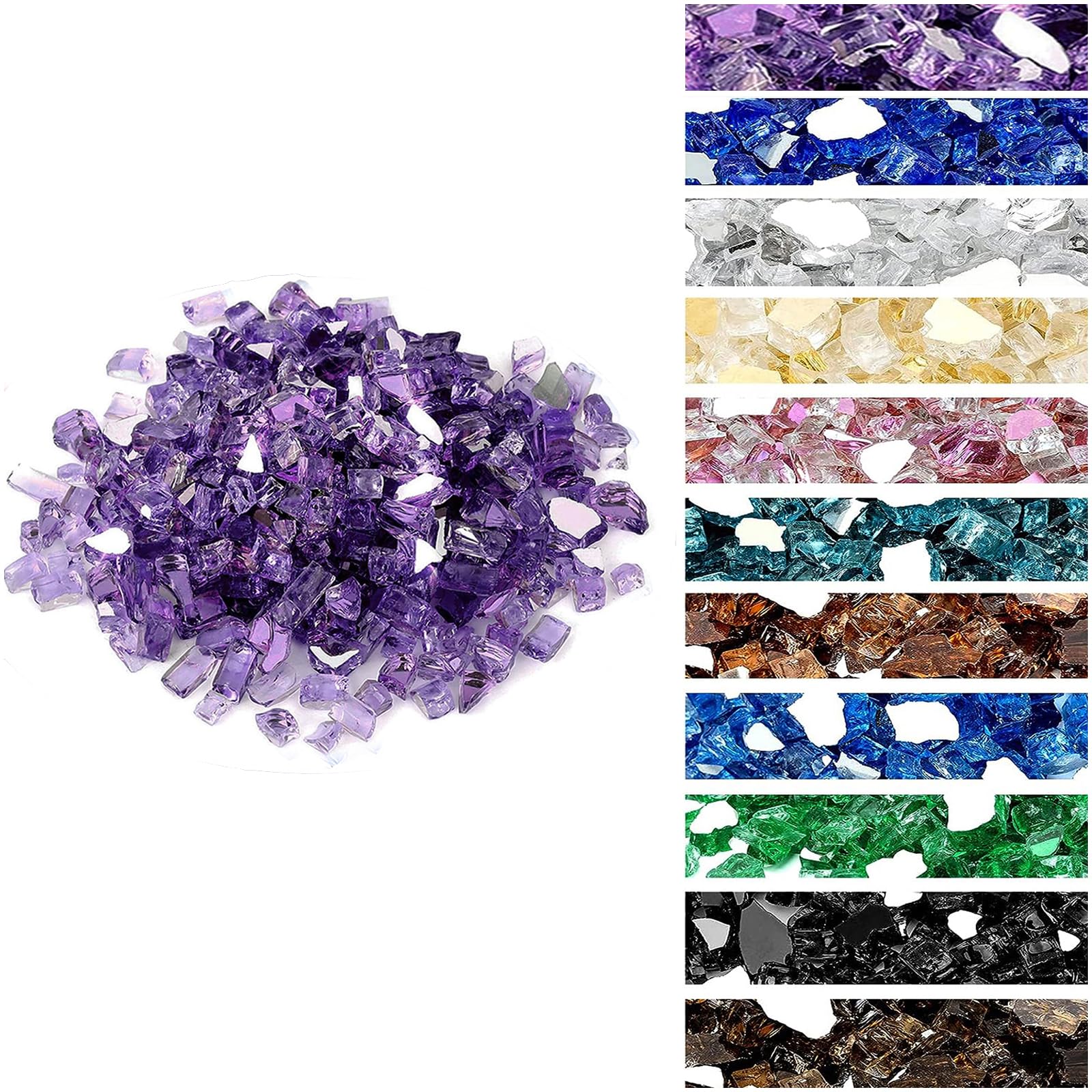 Onlyfire 10 lbs Fire Glass Rocks 1/2 Inch for Propane Fire Pit/Fireplace