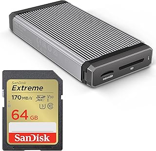 SanDisk 64GB Extreme SDXC UHS-I Memory Card - Up to 170MB/s with SanDisk Professional PRO-Reader SD and microSD - High Performance Card Reader
