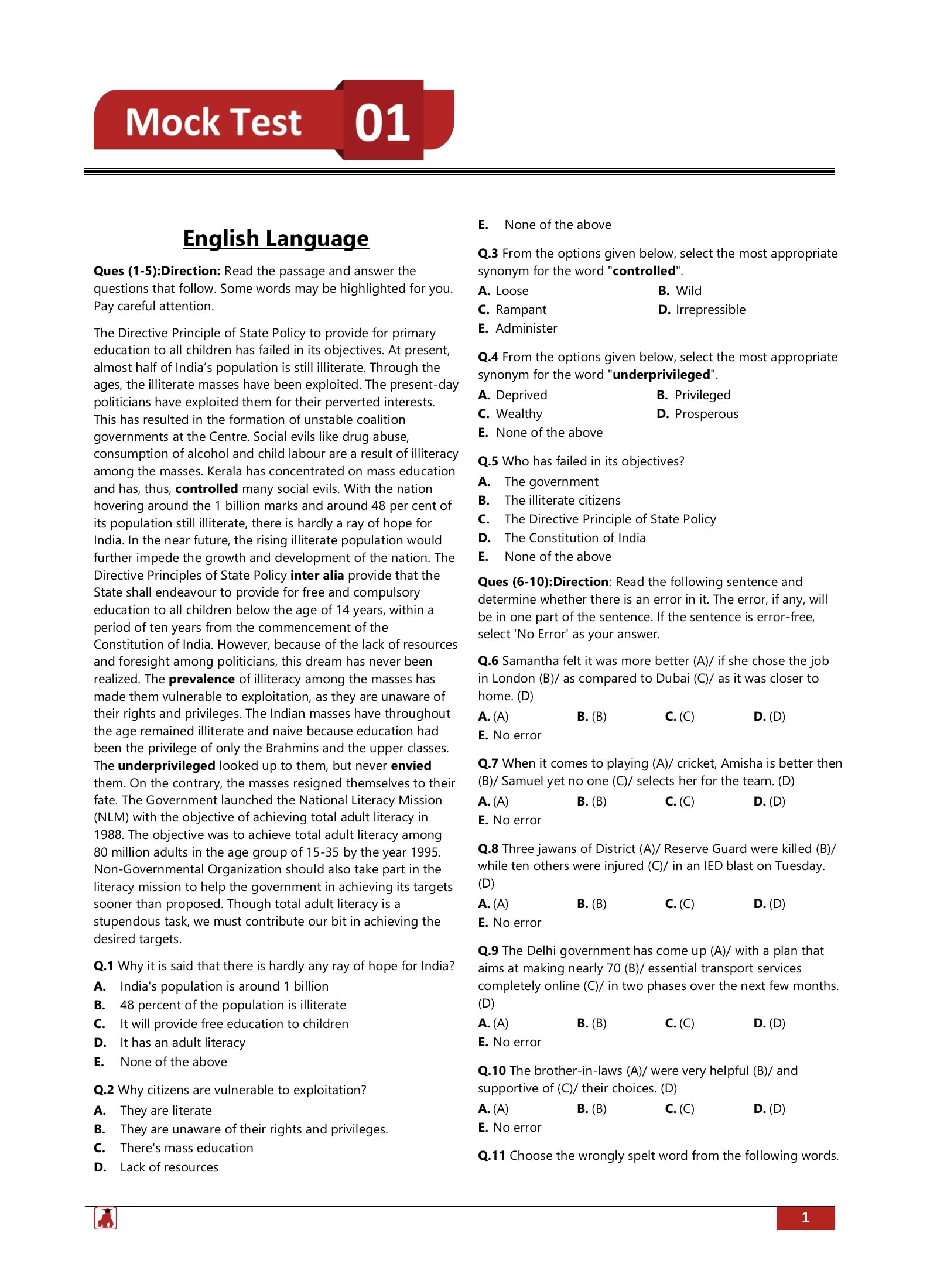 NIACL Assistant Prelims Exam 2024 (English Edition) - New India Assurance Company Limited - 6 Full Length Mock Tests and 6 Sectional Tests with Free Access To Online Tests 1
