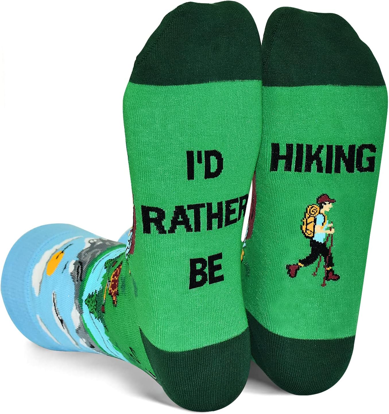 GOLINFunny Socks Gift for Men, I'd Rather Be Hiking Golfing Fishing Camping Skiing Gaming Novelty Socks