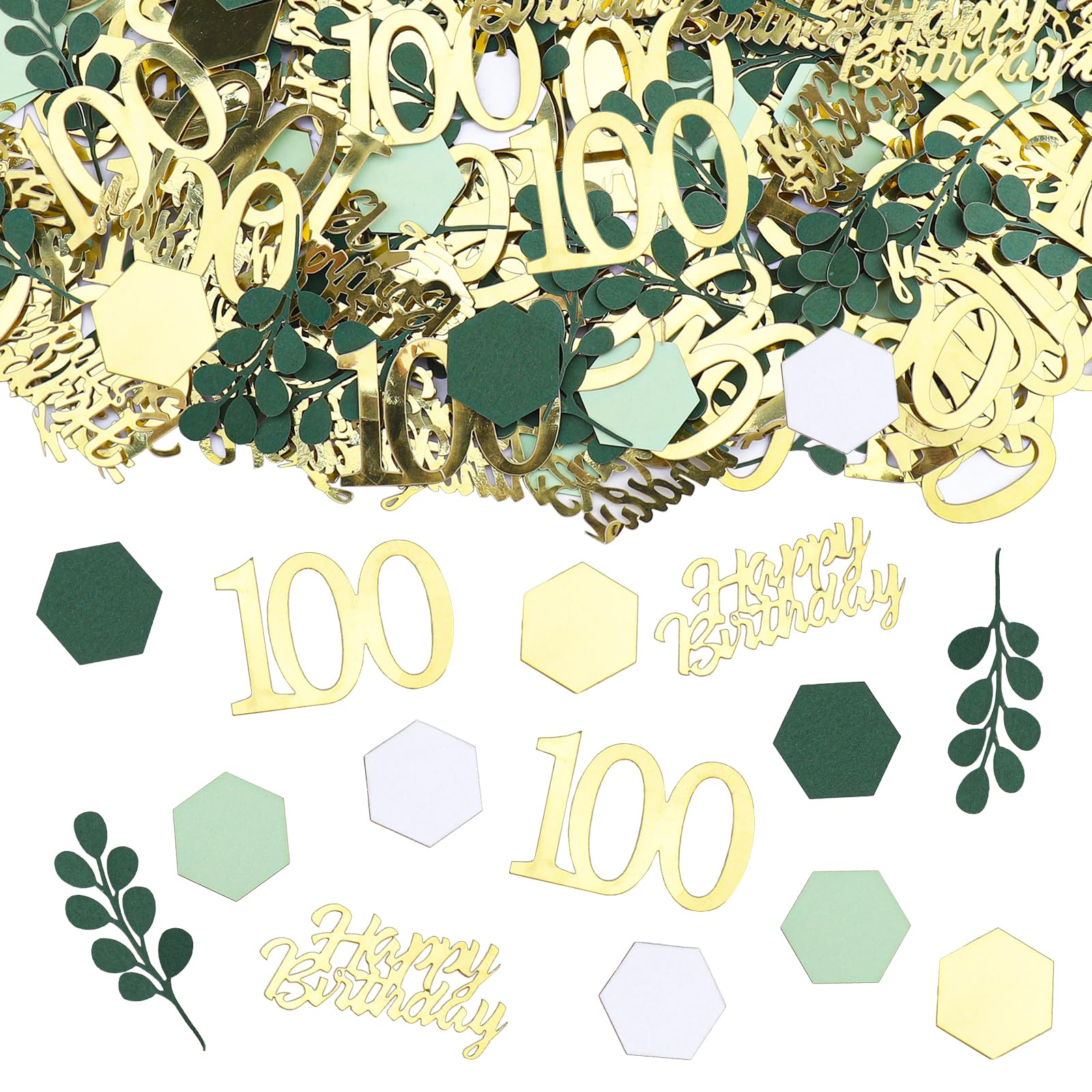 300 Coriandoli Per 100° Compleanno - Decorazioni Da Tavolo Oro, Bianco E Verde, Per Feste E Celebrations - Foto 6